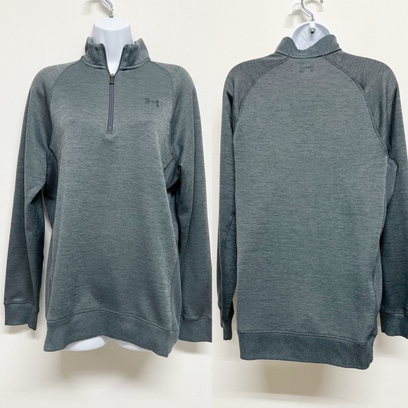 Under Armour Mens Gray Golf Quarter Zip Storm Cold Gear Pullover Sweater Size M - Picture 2 of 10